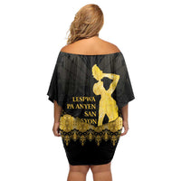 Haiti Neg Marron Gold Off Shoulder Short Dress Lespwa pa anyen san aksyon LT01 - Polynesian Pride