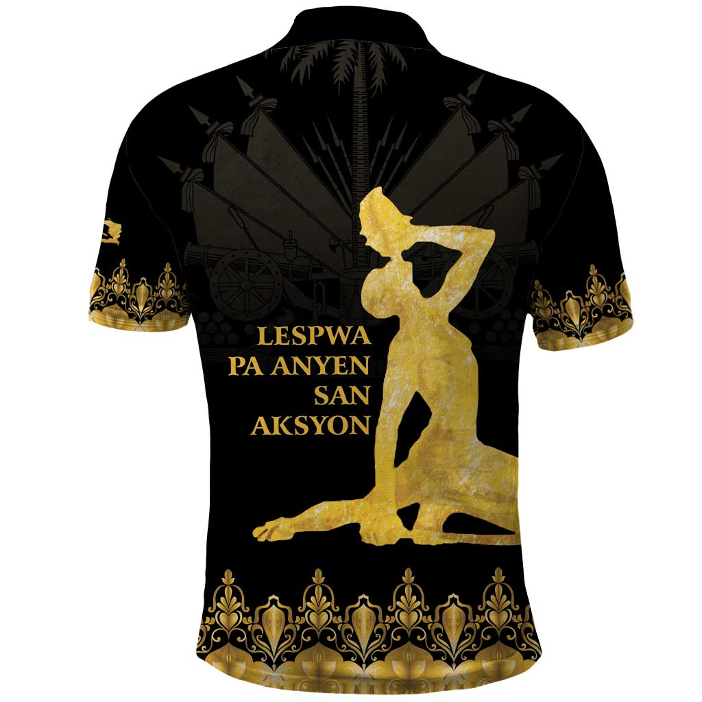 Haiti Neg Marron Gold Polo Shirt Lespwa pa anyen san aksyon LT01 - Polynesian Pride