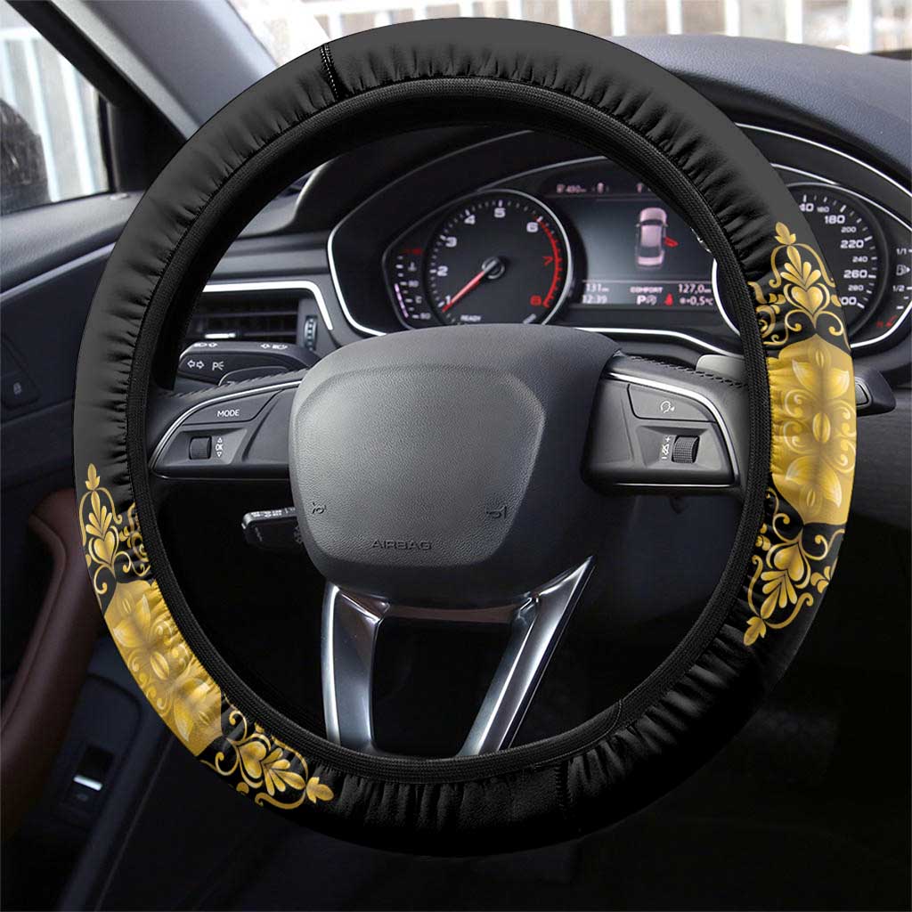Haiti Neg Marron Gold Steering Wheel Cover Lespwa pa anyen san aksyon LT01 - Polynesian Pride