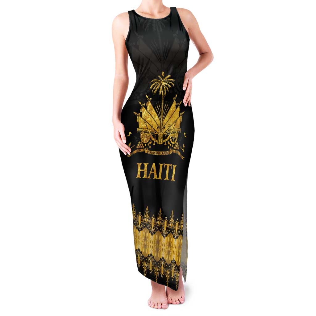 Haiti Neg Marron Gold Tank Maxi Dress Lespwa pa anyen san aksyon LT01 Women Gold - Polynesian Pride