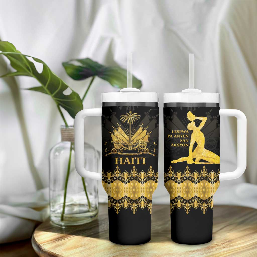 Haiti Neg Marron Gold Tumbler With Handle Lespwa pa anyen san aksyon LT01 - Polynesian Pride