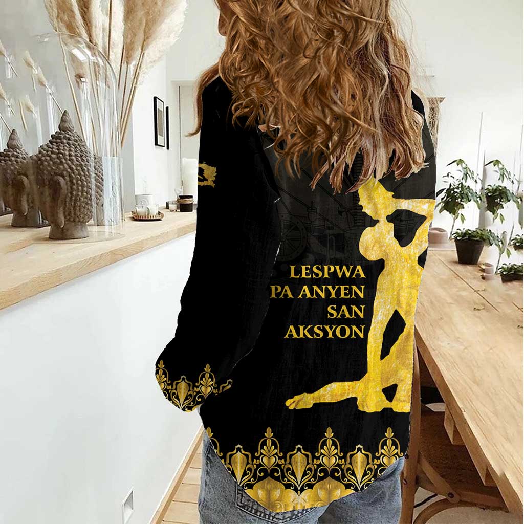 Haiti Neg Marron Gold Women Casual Shirt Lespwa pa anyen san aksyon LT01 - Polynesian Pride