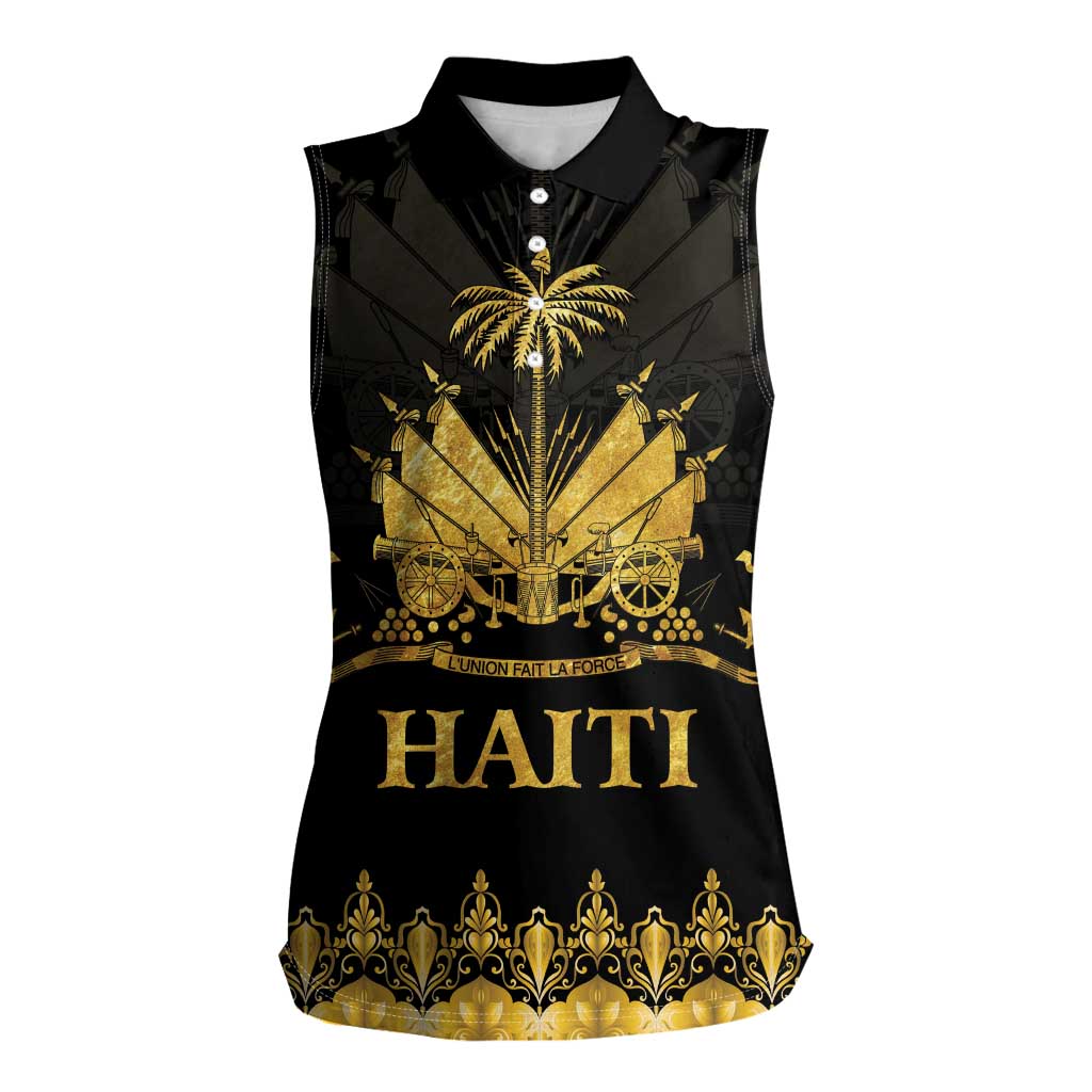 Haiti Neg Marron Gold Women Sleeveless Polo Shirt Lespwa pa anyen san aksyon LT01 Female Gold - Polynesian Pride