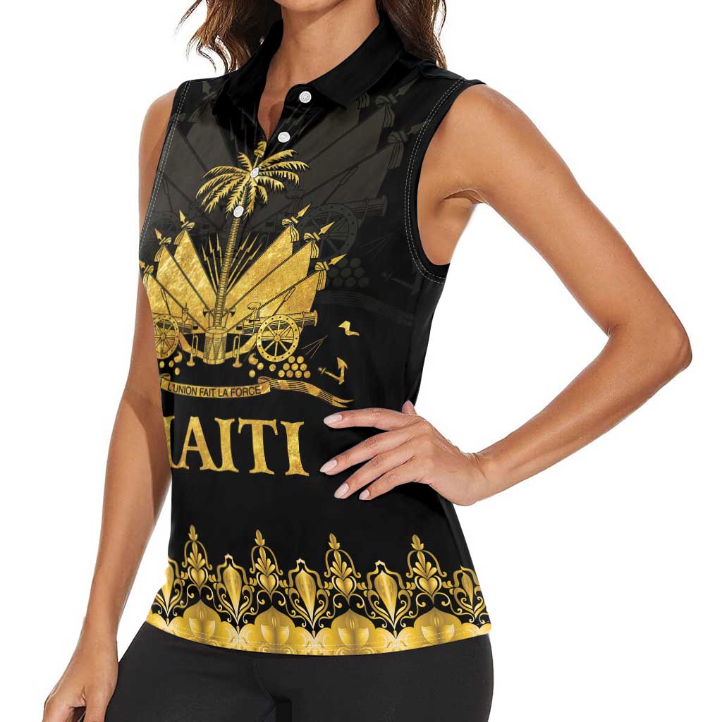 Haiti Neg Marron Gold Women Sleeveless Polo Shirt Lespwa pa anyen san aksyon LT01 - Polynesian Pride
