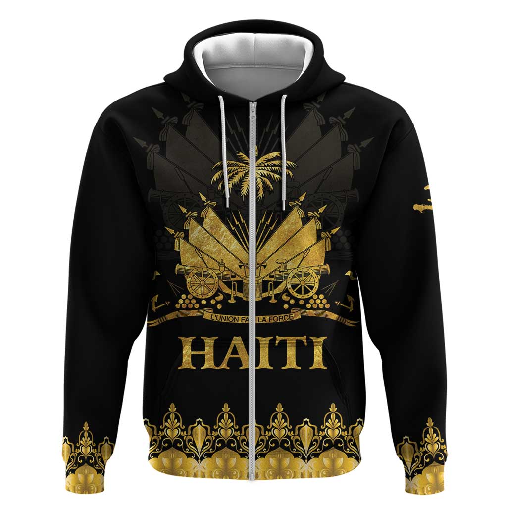 Haiti Neg Marron Gold Zip Hoodie Lespwa pa anyen san aksyon LT01 Zip Hoodie Gold - Polynesian Pride