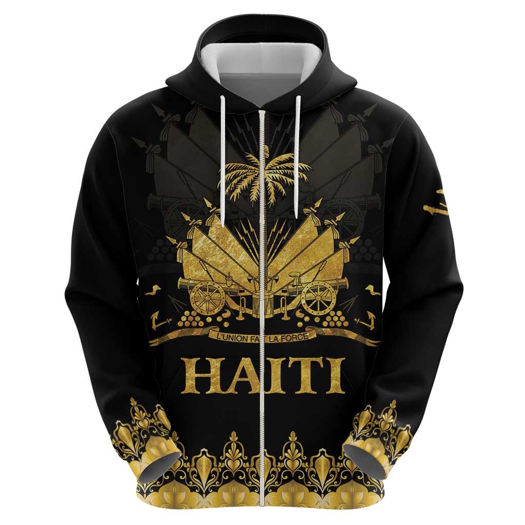 Haiti Neg Marron Gold Zip Hoodie Lespwa pa anyen san aksyon LT01 - Polynesian Pride