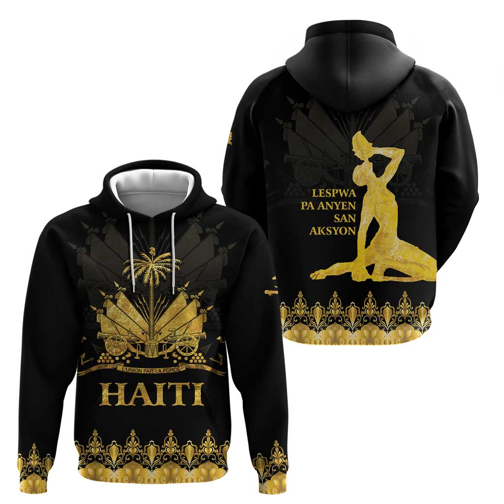 Haiti Neg Marron Gold Zip Hoodie Lespwa pa anyen san aksyon LT01 - Polynesian Pride