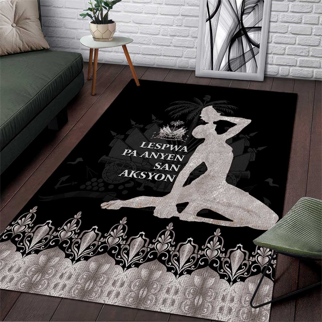 Haiti Neg Marron Silver Area Rug Hope is Nothing Without Action LT01 Silver - Polynesian Pride