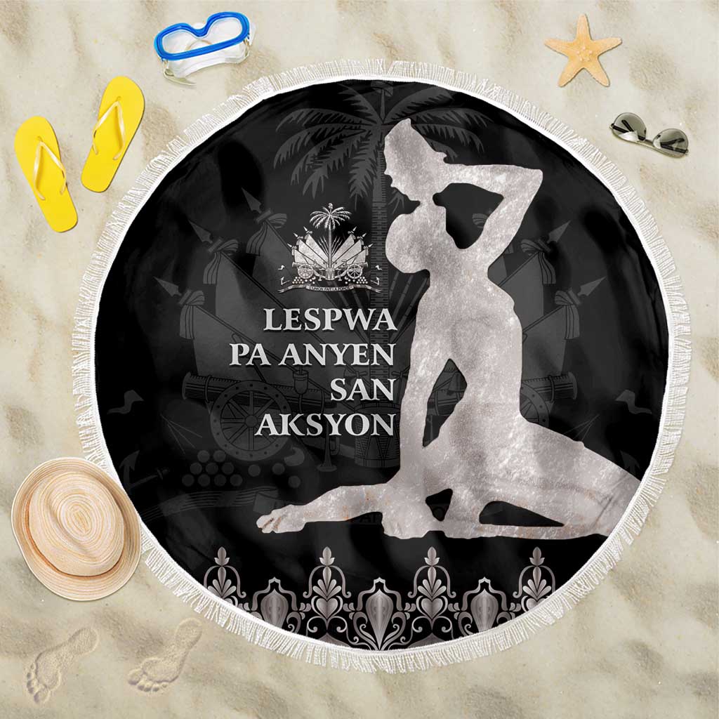Haiti Neg Marron Silver Beach Blanket Hope is Nothing Without Action LT01 One Size 150cm Silver - Polynesian Pride
