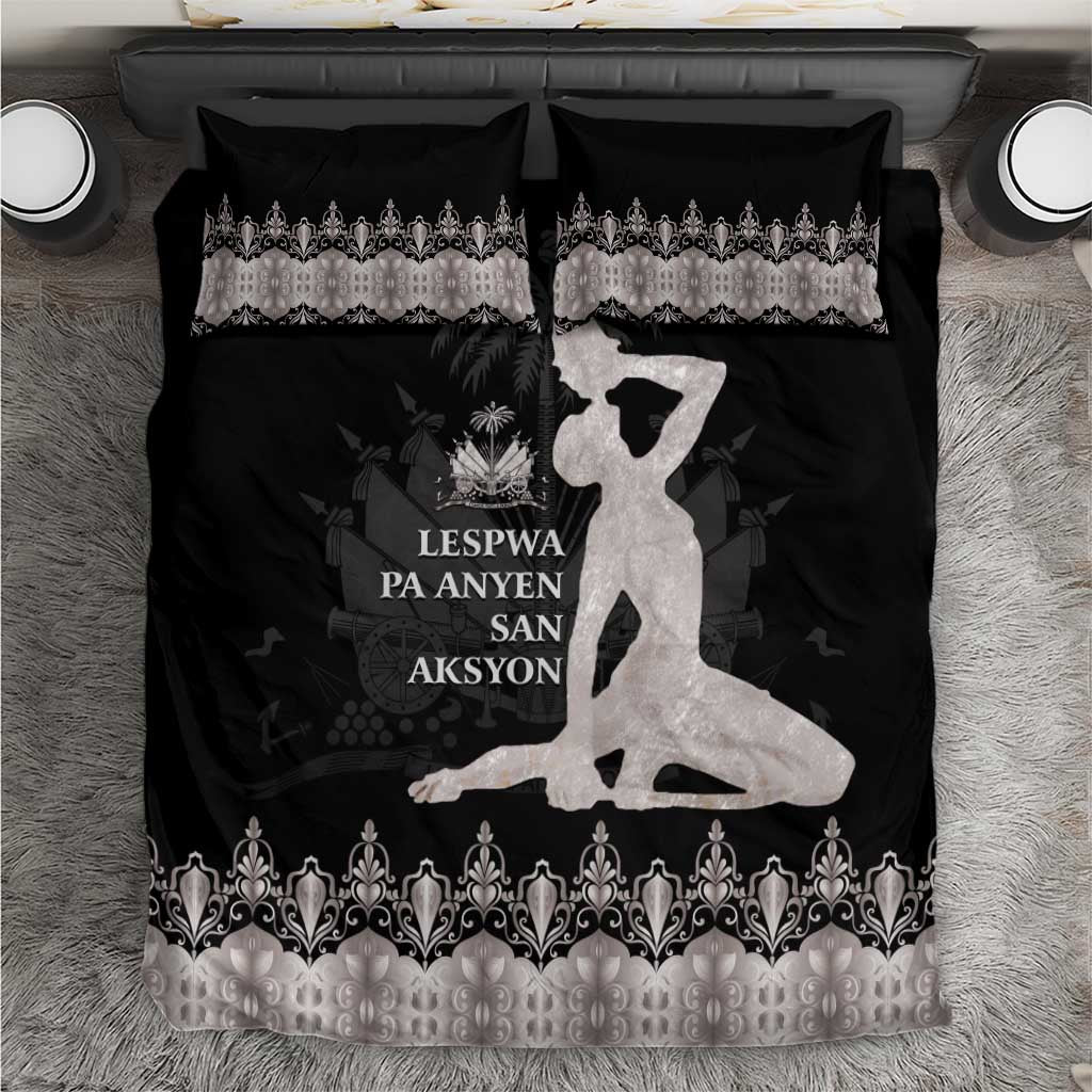 Haiti Neg Marron Silver Bedding Set Hope is Nothing Without Action LT01 Silver - Polynesian Pride