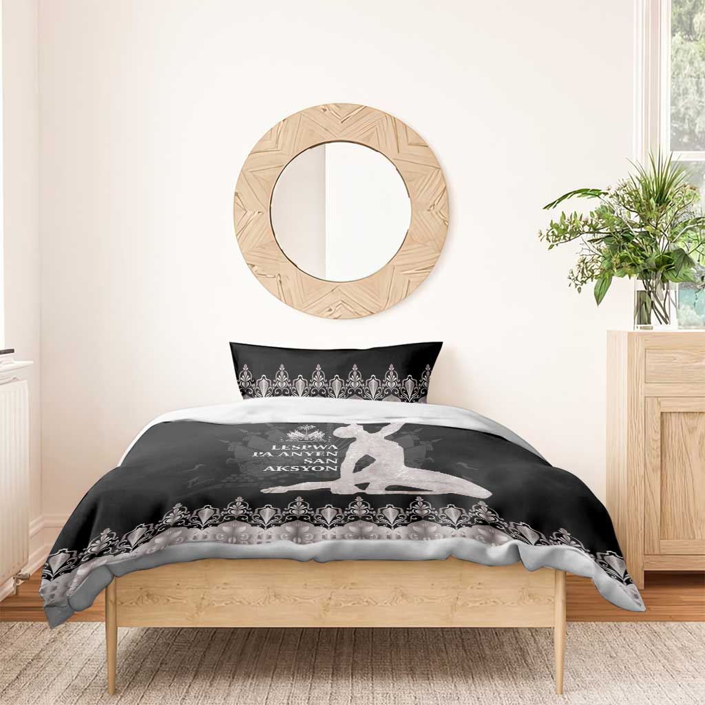 Haiti Neg Marron Silver Bedding Set Hope is Nothing Without Action