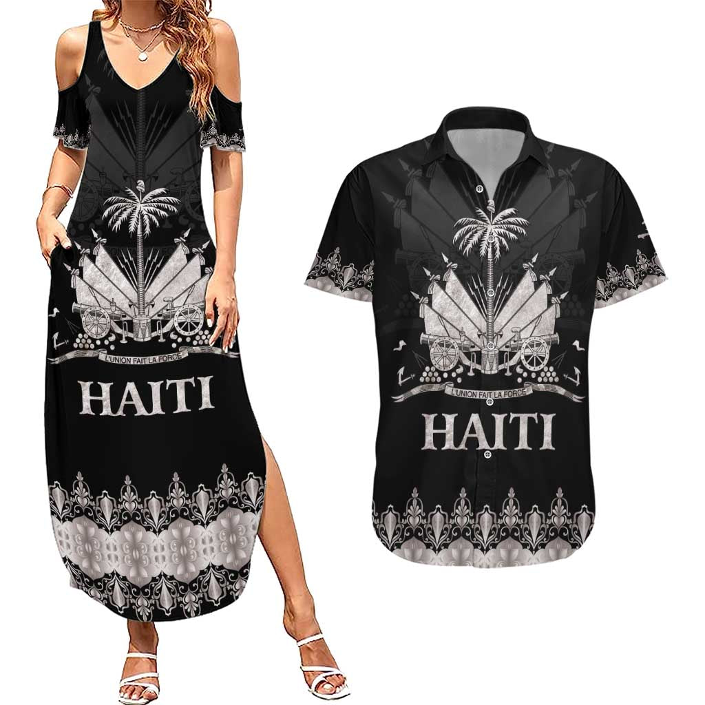 Haiti Neg Marron Silver Couples Matching Summer Maxi Dress and Hawaiian Shirt Hope is Nothing Without Action LT01 Silver - Polynesian Pride