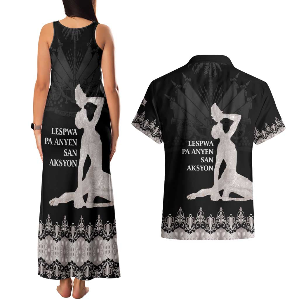 Haiti Neg Marron Silver Couples Matching Tank Maxi Dress and Hawaiian Shirt Hope is Nothing Without Action