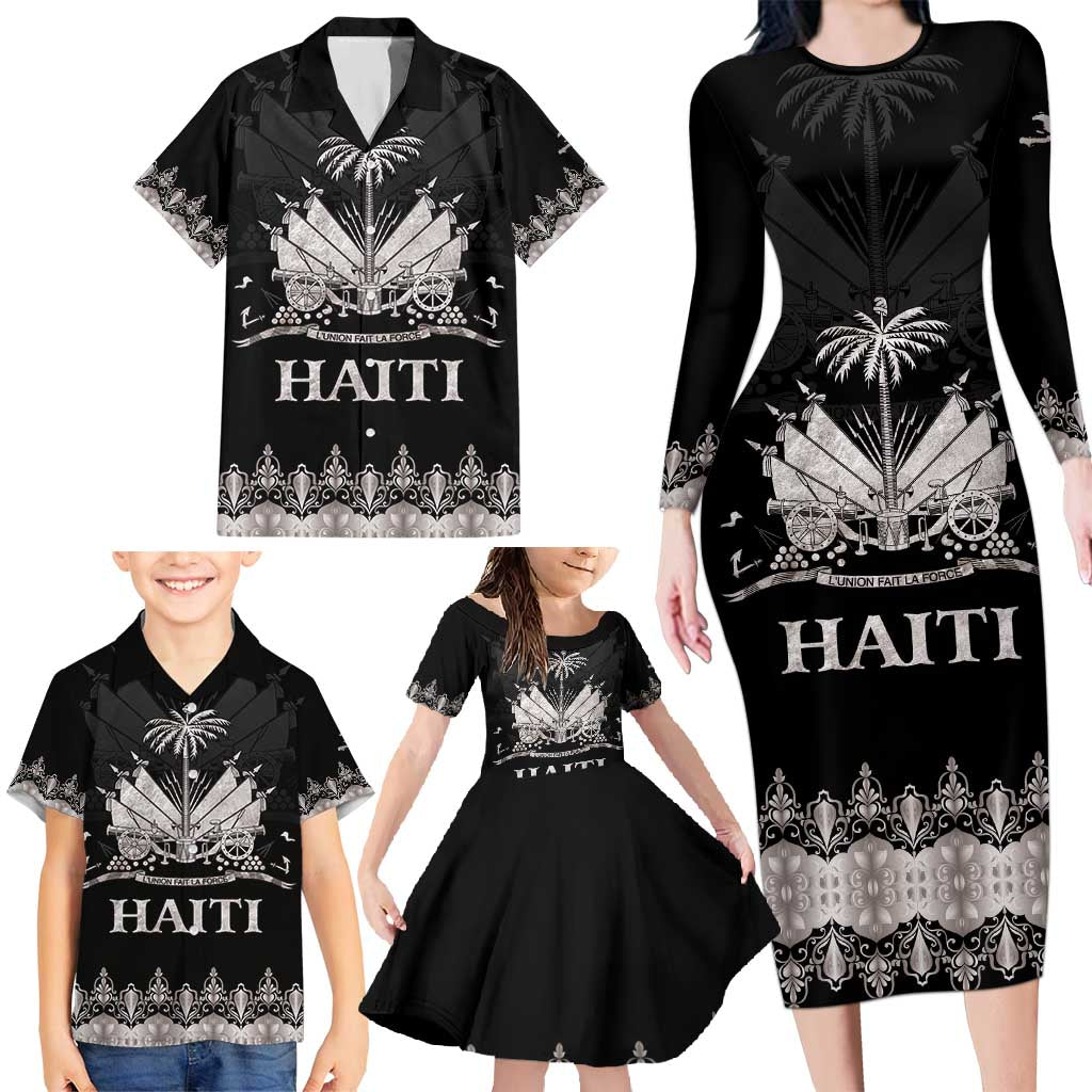 Haiti Neg Marron Silver Family Matching Long Sleeve Bodycon Dress and Hawaiian Shirt Hope is Nothing Without Action LT01 - Polynesian Pride