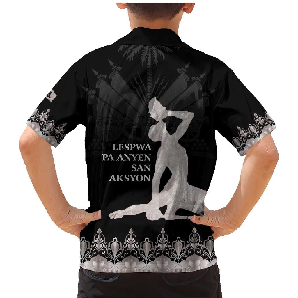 Haiti Neg Marron Silver Family Matching Mermaid Dress and Hawaiian Shirt Hope is Nothing Without Action LT01 - Polynesian Pride