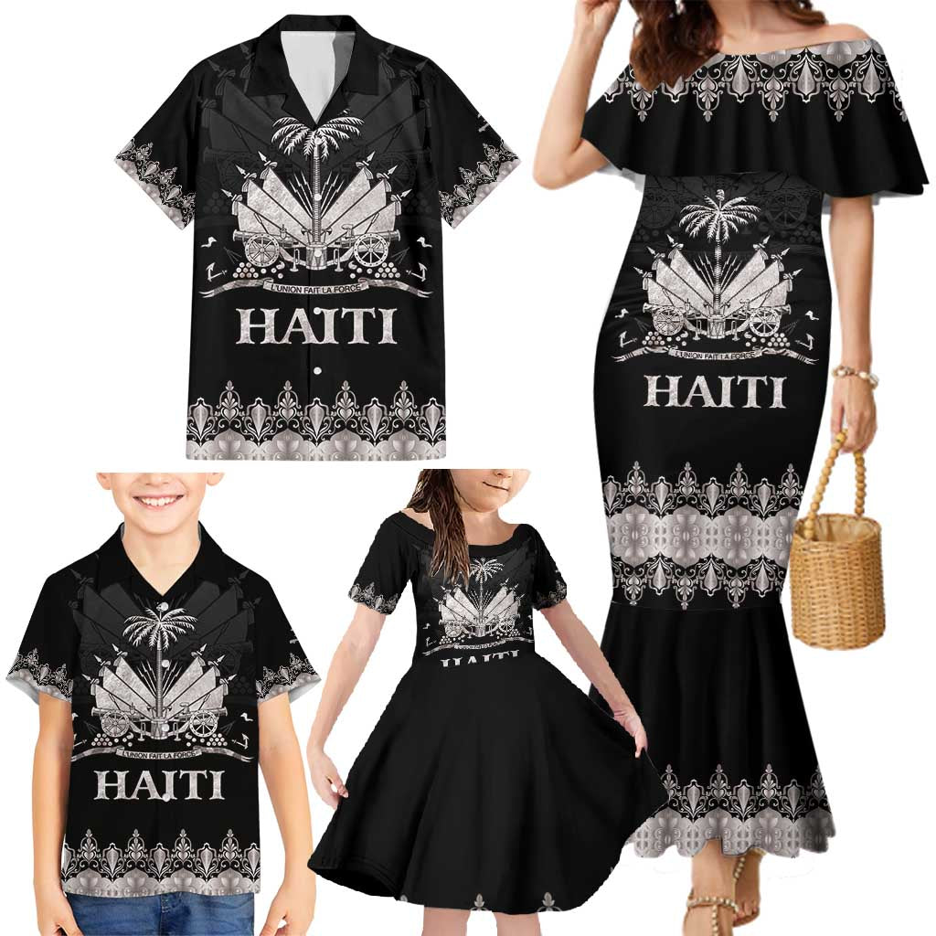 Haiti Neg Marron Silver Family Matching Mermaid Dress and Hawaiian Shirt Hope is Nothing Without Action LT01 - Polynesian Pride