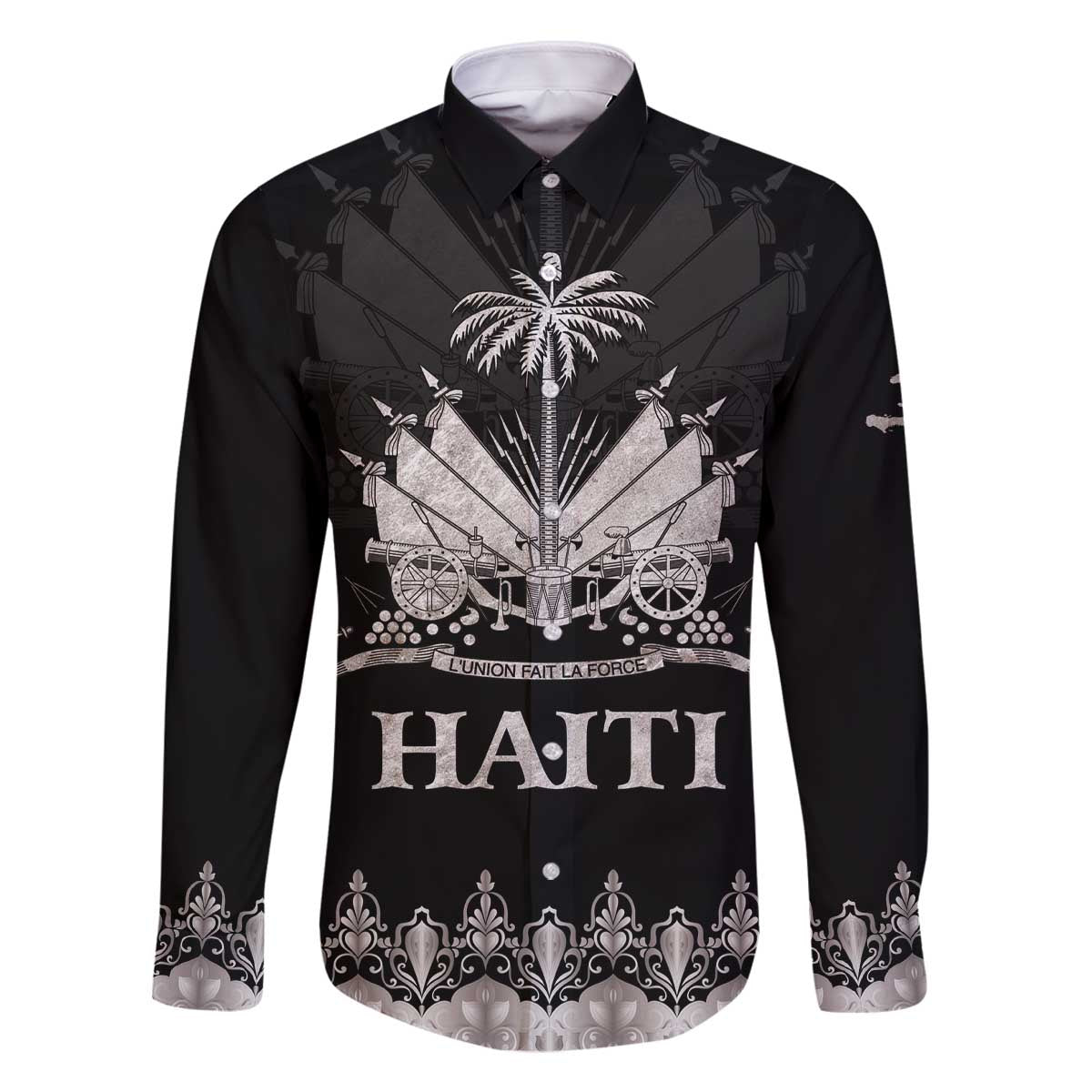 Haiti Neg Marron Silver Family Matching Off The Shoulder Long Sleeve Dress and Hawaiian Shirt Hope is Nothing Without Action LT01 Dad's Shirt - Long Sleeve Silver - Polynesian Pride