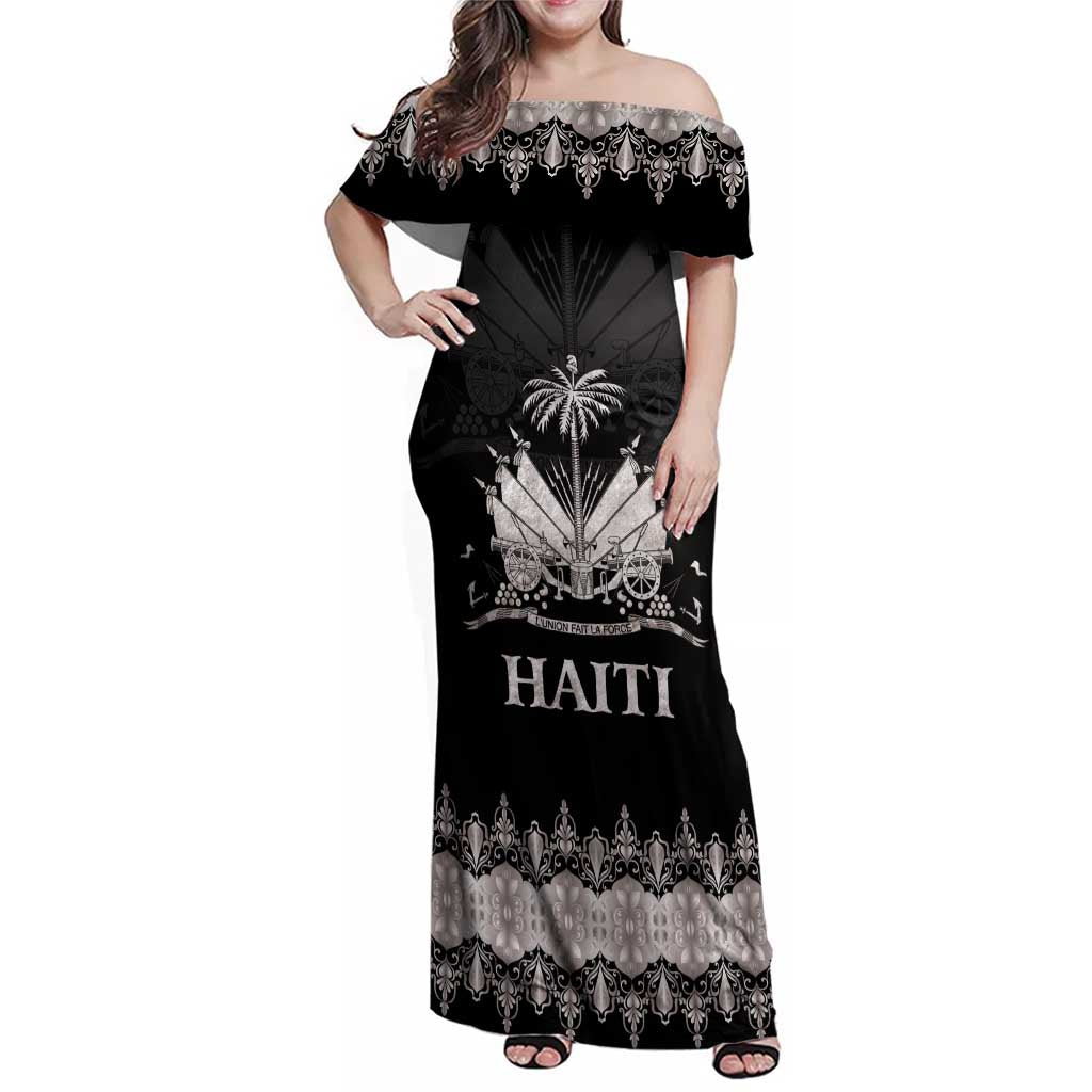 Haiti Neg Marron Silver Family Matching Off Shoulder Maxi Dress and Hawaiian Shirt Hope is Nothing Without Action LT01 Mom's Dress Silver - Polynesian Pride