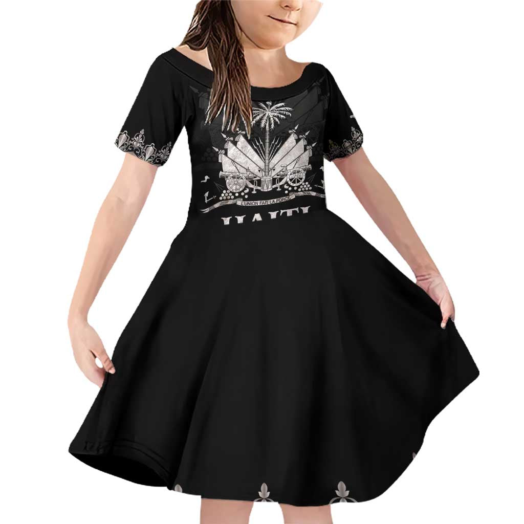 Haiti Neg Marron Silver Family Matching Off Shoulder Short Dress and Hawaiian Shirt Hope is Nothing Without Action LT01 Daughter's Dress Silver - Polynesian Pride