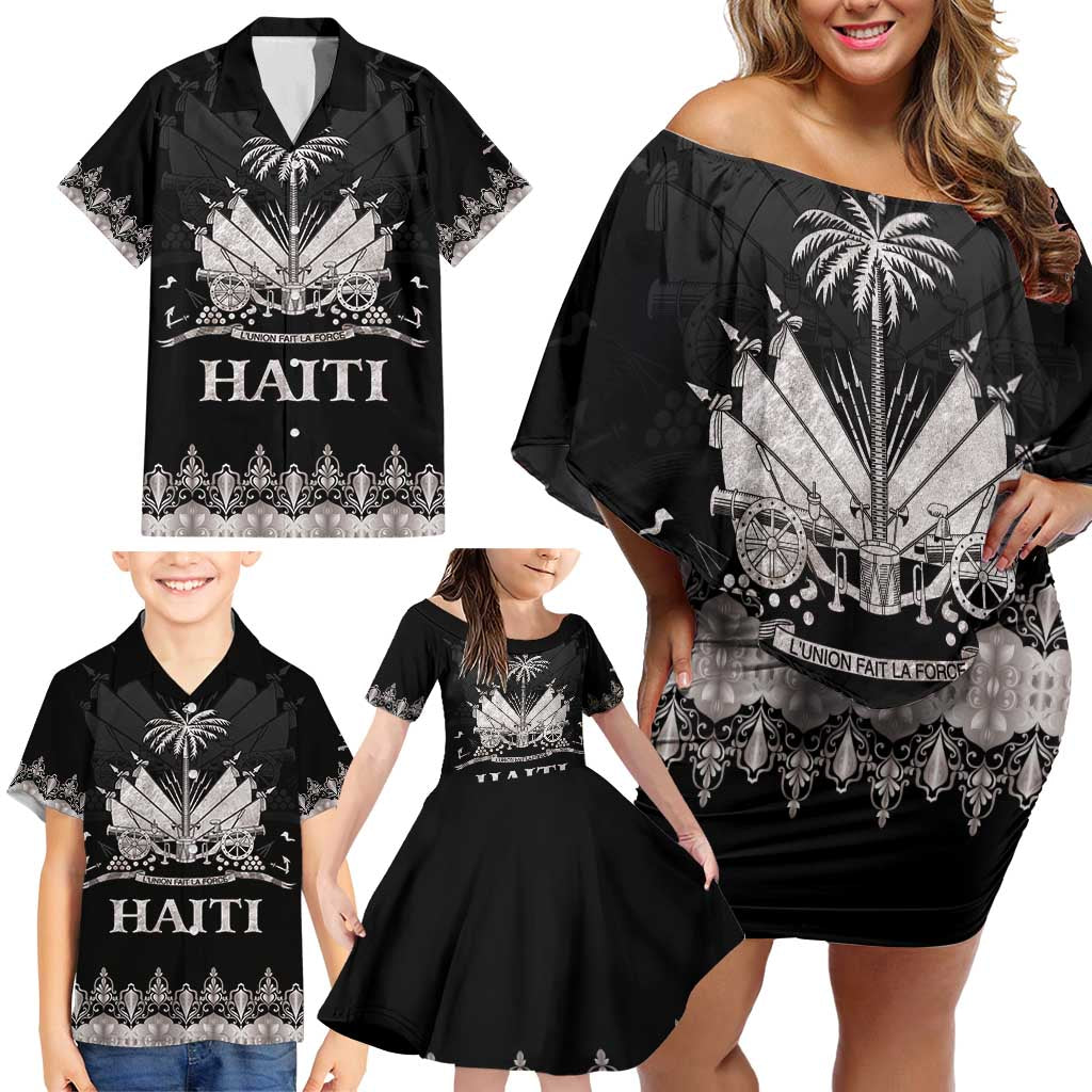 Haiti Neg Marron Silver Family Matching Off Shoulder Short Dress and Hawaiian Shirt Hope is Nothing Without Action LT01 - Polynesian Pride
