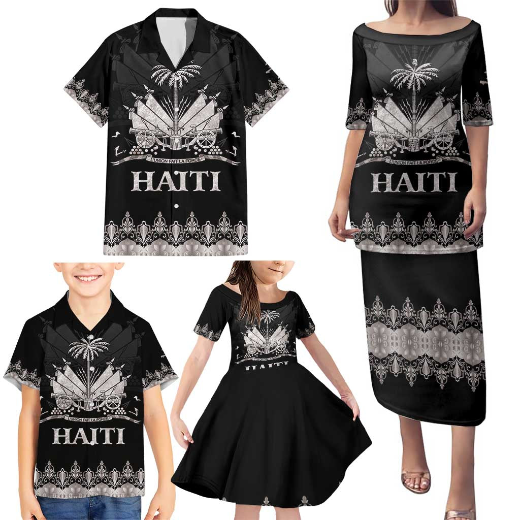 Haiti Neg Marron Silver Family Matching Puletasi and Hawaiian Shirt Hope is Nothing Without Action LT01 - Polynesian Pride