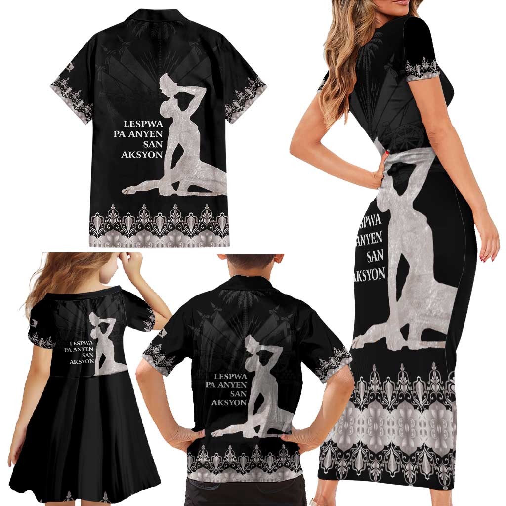 Haiti Neg Marron Silver Family Matching Short Sleeve Bodycon Dress and Hawaiian Shirt Hope is Nothing Without Action LT01 - Polynesian Pride
