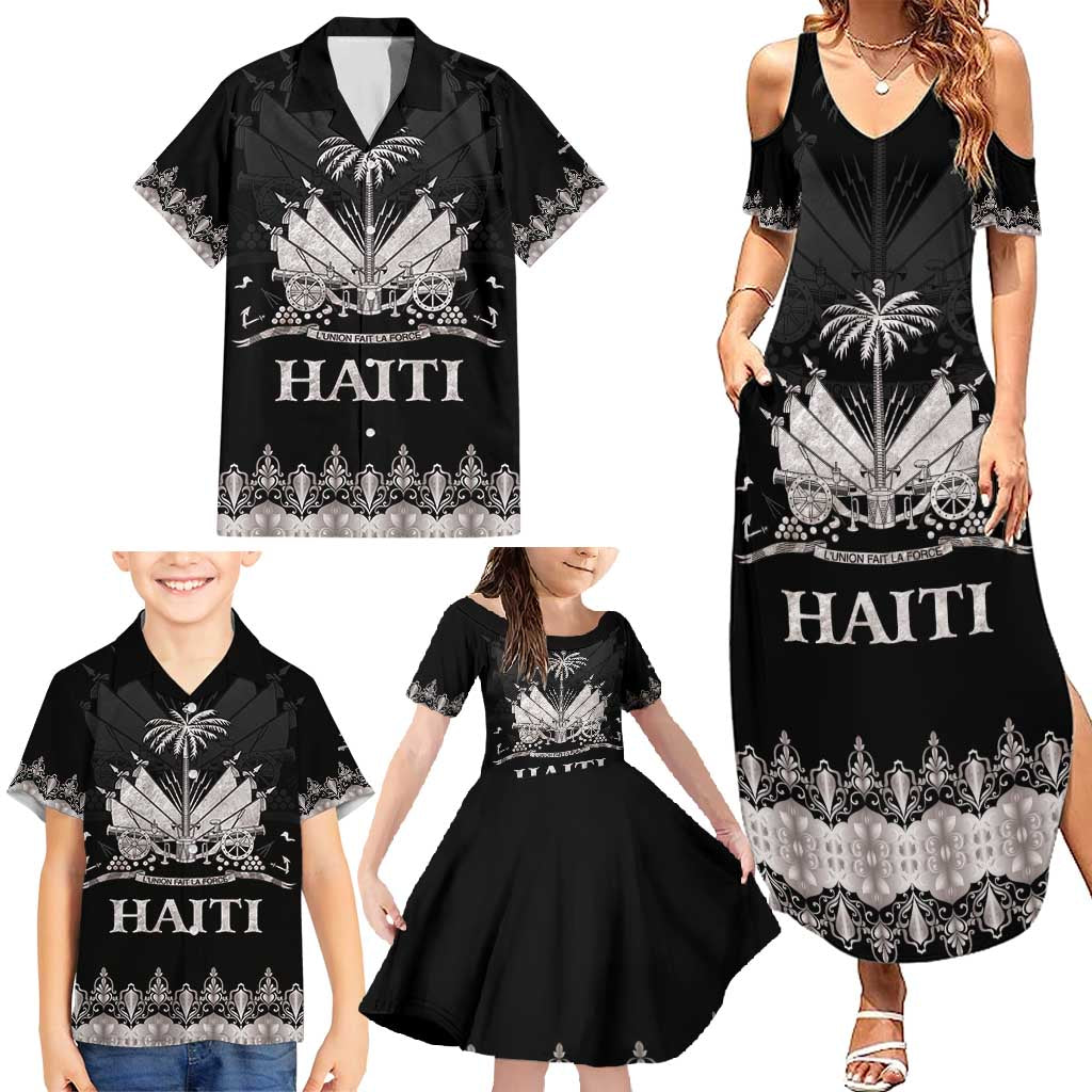 Haiti Neg Marron Silver Family Matching Summer Maxi Dress and Hawaiian Shirt Hope is Nothing Without Action LT01 - Polynesian Pride