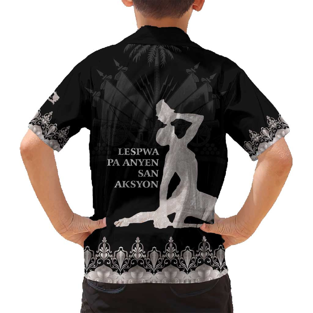Haiti Neg Marron Silver Family Matching Tank Maxi Dress and Hawaiian Shirt Hope is Nothing Without Action LT01 - Polynesian Pride