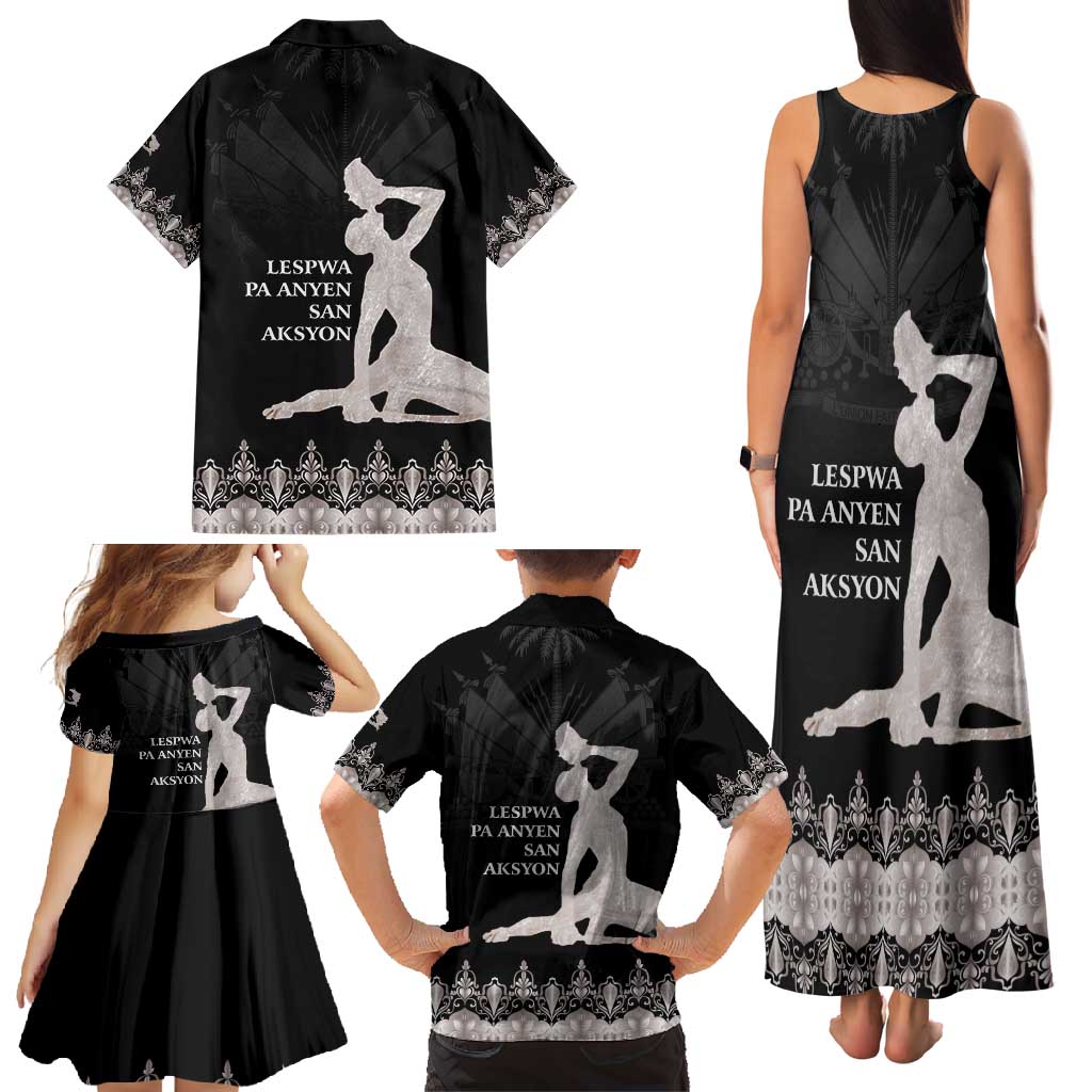 Haiti Neg Marron Silver Family Matching Tank Maxi Dress and Hawaiian Shirt Hope is Nothing Without Action LT01 - Polynesian Pride