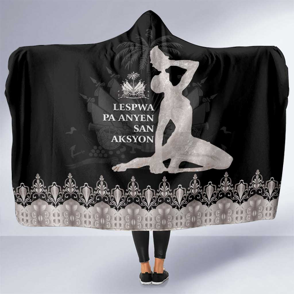 Haiti Neg Marron Silver Hooded Blanket Hope is Nothing Without Action LT01 One Size Silver - Polynesian Pride