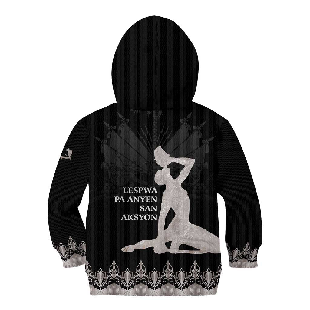 Haiti Neg Marron Silver Kid Hoodie Hope is Nothing Without Action LT01 - Polynesian Pride