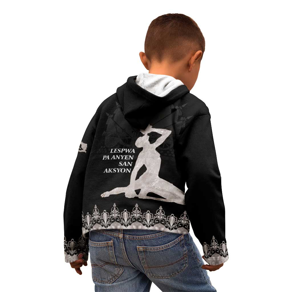 Haiti Neg Marron Silver Kid Hoodie Hope is Nothing Without Action LT01 - Polynesian Pride