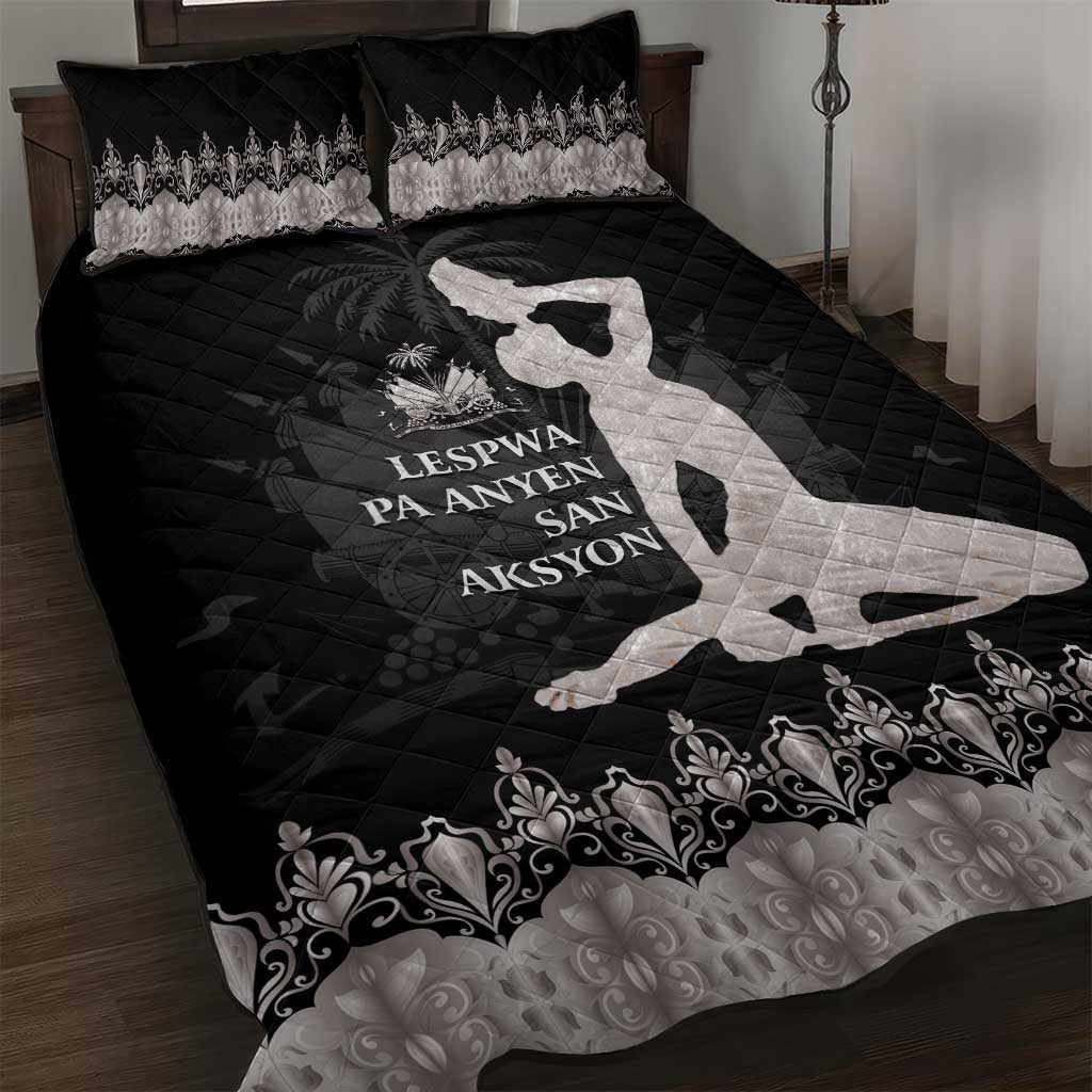 Haiti Neg Marron Silver Quilt Bed Set Hope is Nothing Without Action LT01 Silver - Polynesian Pride