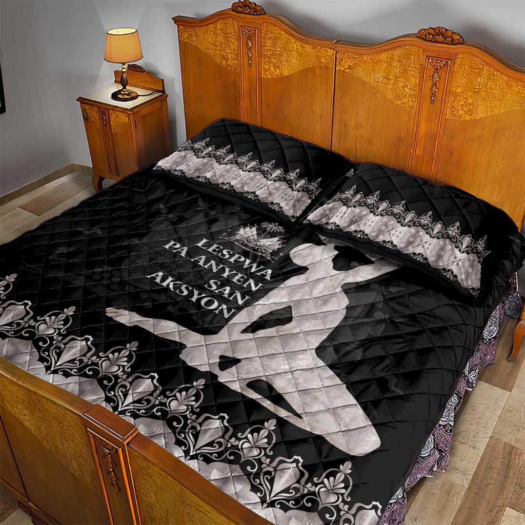 Haiti Neg Marron Silver Quilt Bed Set Hope is Nothing Without Action