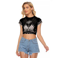 Haiti Neg Marron Silver Raglan Cropped T Shirt Hope is Nothing Without Action LT01 Female Silver - Polynesian Pride
