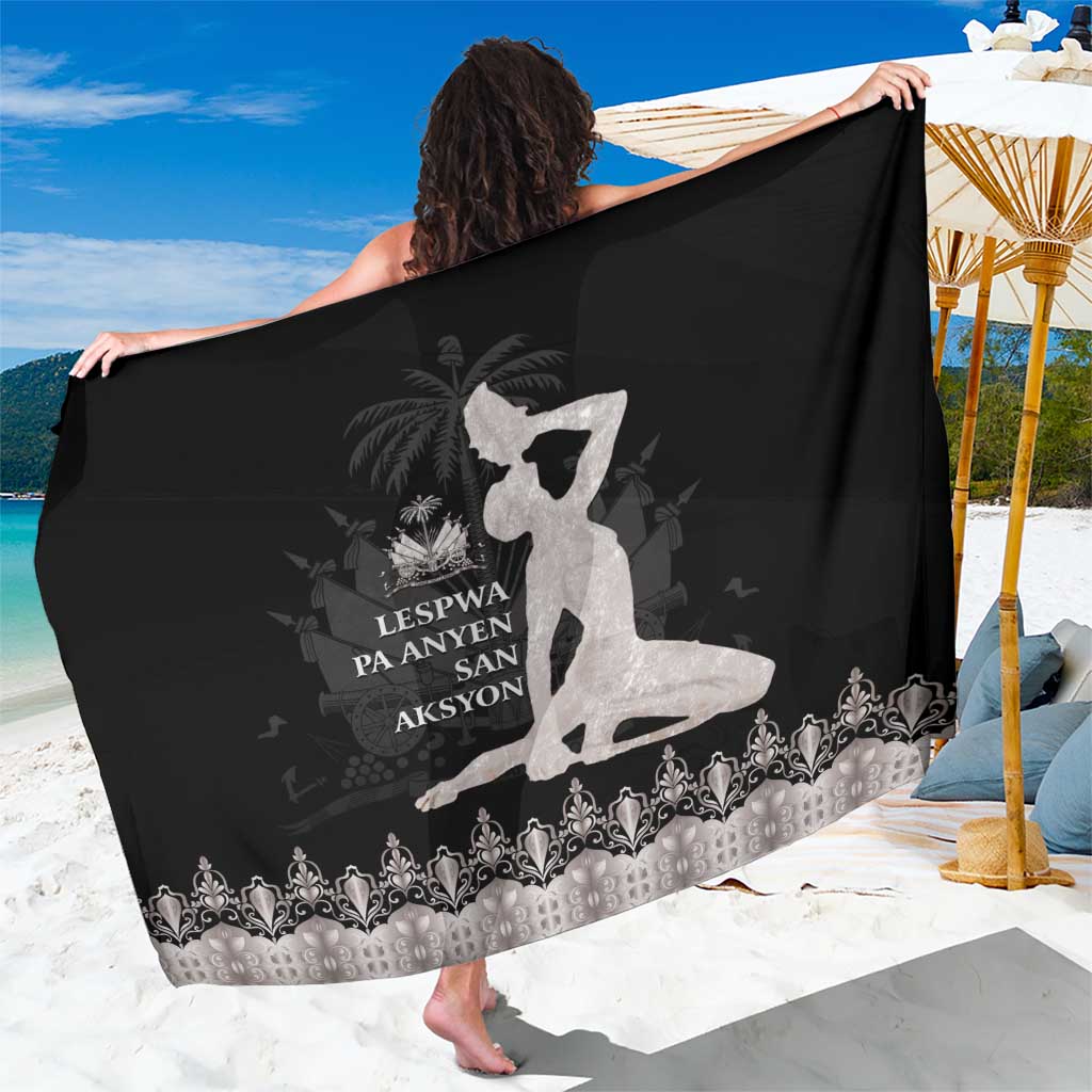Haiti Neg Marron Silver Sarong Hope is Nothing Without Action LT01 One Size 44 x 66 inches Silver - Polynesian Pride