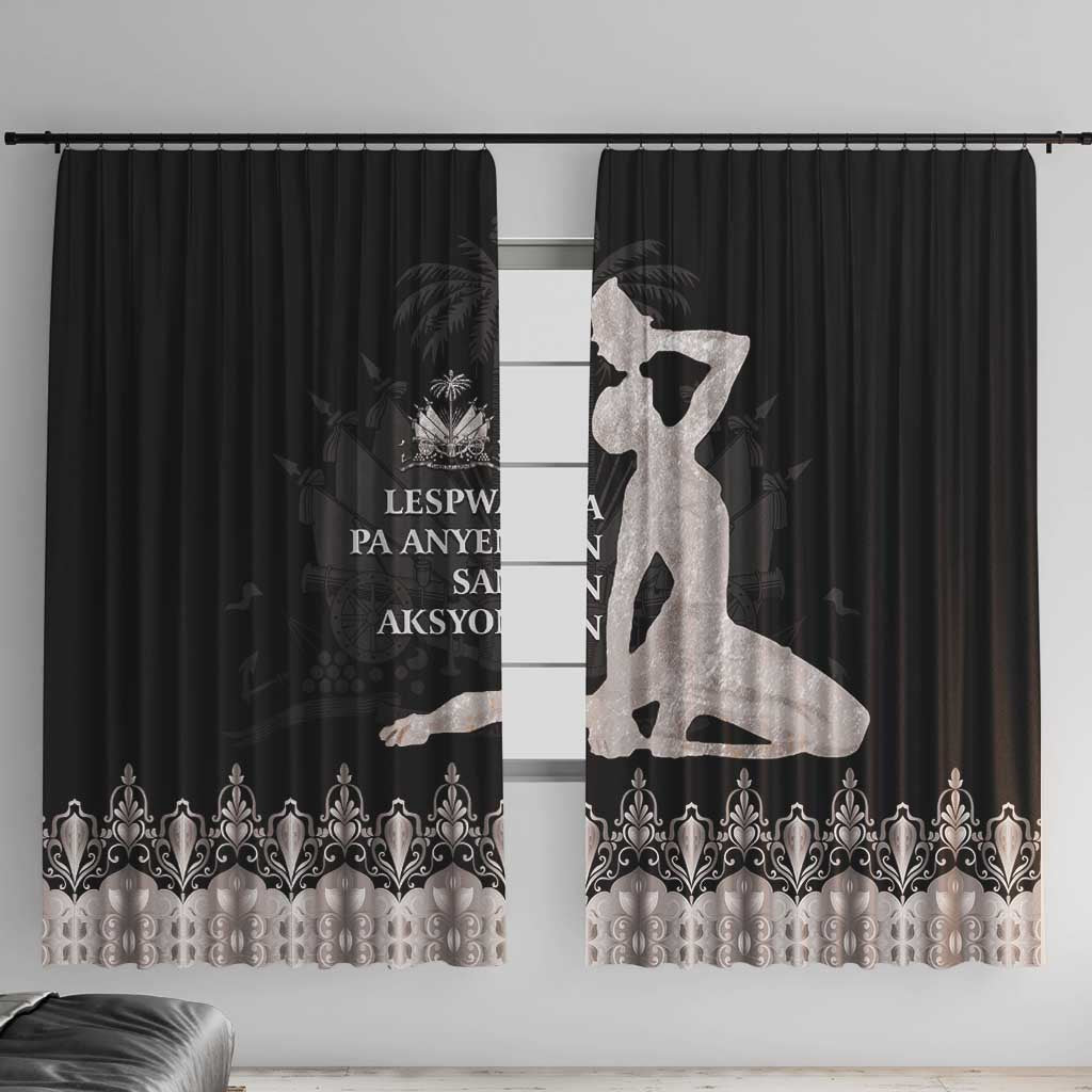 Haiti Neg Marron Silver Window Curtain Hope is Nothing Without Action LT01 With Hooks Silver - Polynesian Pride