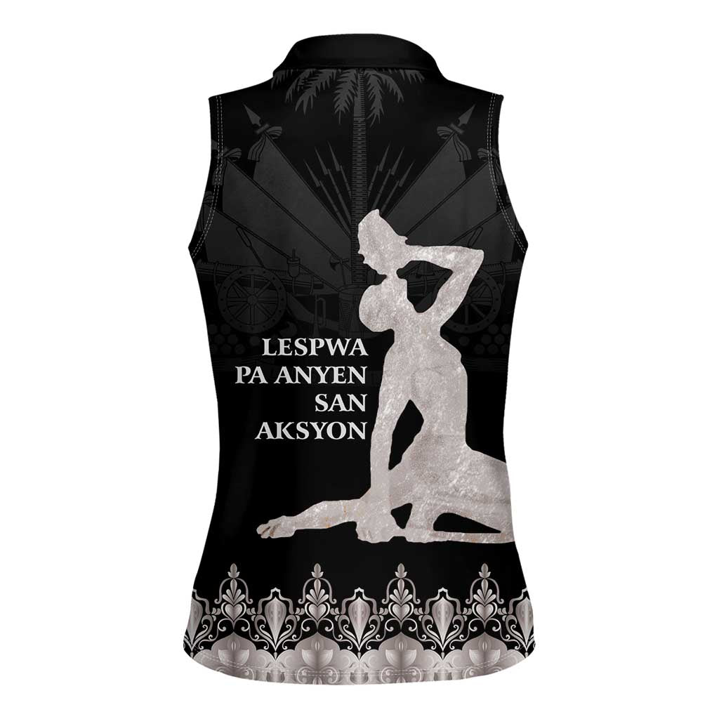 Haiti Neg Marron Silver Women Sleeveless Polo Shirt Hope is Nothing Without Action