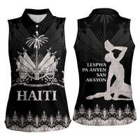 Haiti Neg Marron Silver Women Sleeveless Polo Shirt Hope is Nothing Without Action