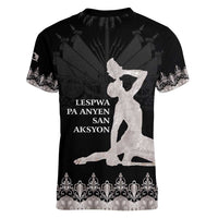 Haiti Neg Marron Silver Women V-Neck T-Shirt Hope is Nothing Without Action
