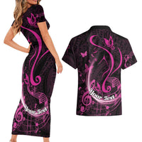 Personalised Survivor Melody Pink Couples Matching Short Sleeve Bodycon Dress and Hawaiian Shirt Breast Cancer Polynesian Pattern LT01 - Polynesian Pride