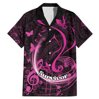 Personalised Survivor Melody Pink Family Matching Mermaid Dress and Hawaiian Shirt Breast Cancer Polynesian Pattern LT01 Dad's Shirt - Short Sleeve Pink - Polynesian Pride