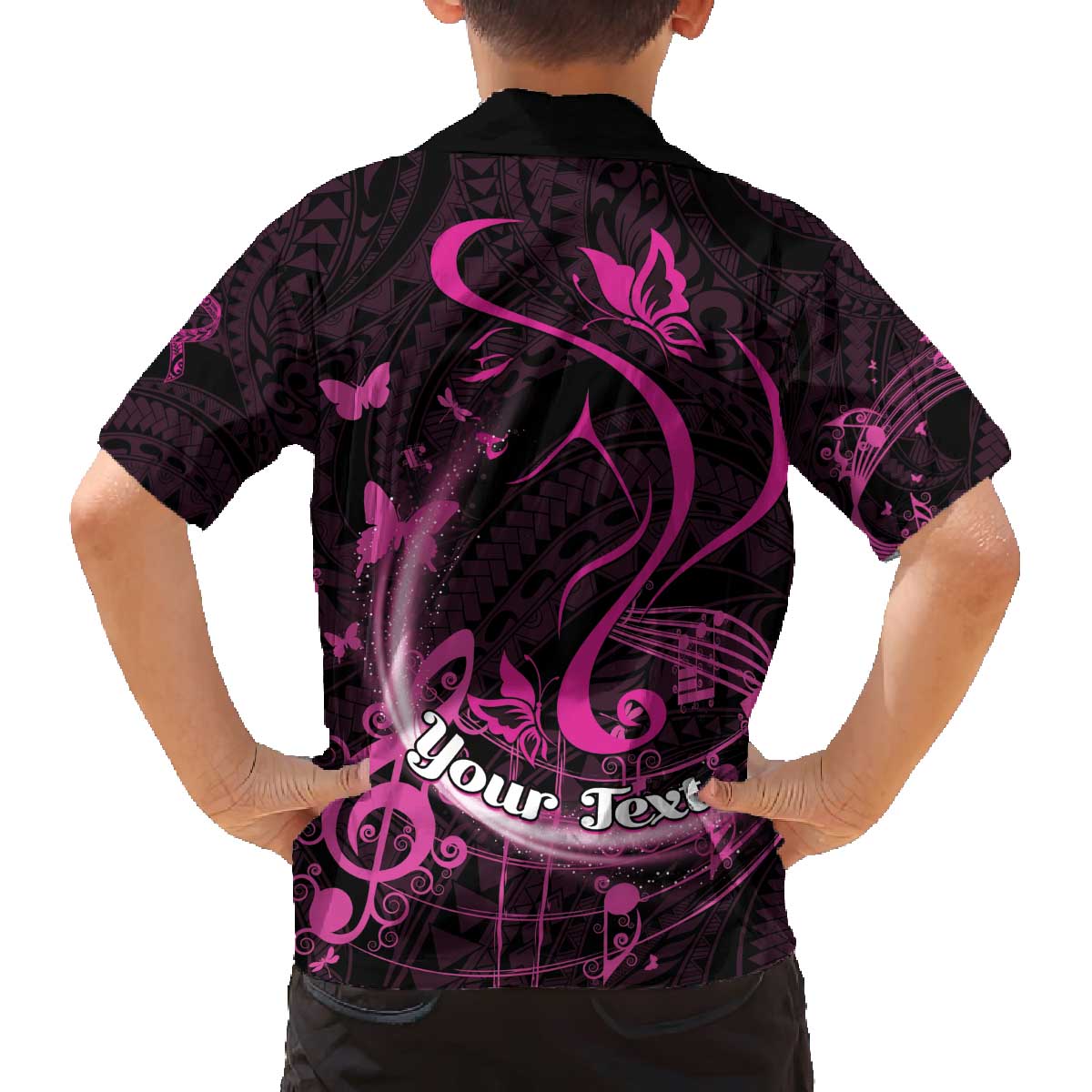 Personalised Survivor Melody Pink Family Matching Off The Shoulder Long Sleeve Dress and Hawaiian Shirt Breast Cancer Polynesian Pattern LT01 - Polynesian Pride