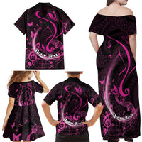 Personalised Survivor Melody Pink Family Matching Off Shoulder Maxi Dress and Hawaiian Shirt Breast Cancer Polynesian Pattern LT01 - Polynesian Pride
