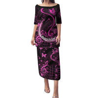 Personalised Survivor Melody Pink Family Matching Puletasi and Hawaiian Shirt Breast Cancer Polynesian Pattern LT01 Mom's Dress Pink - Polynesian Pride