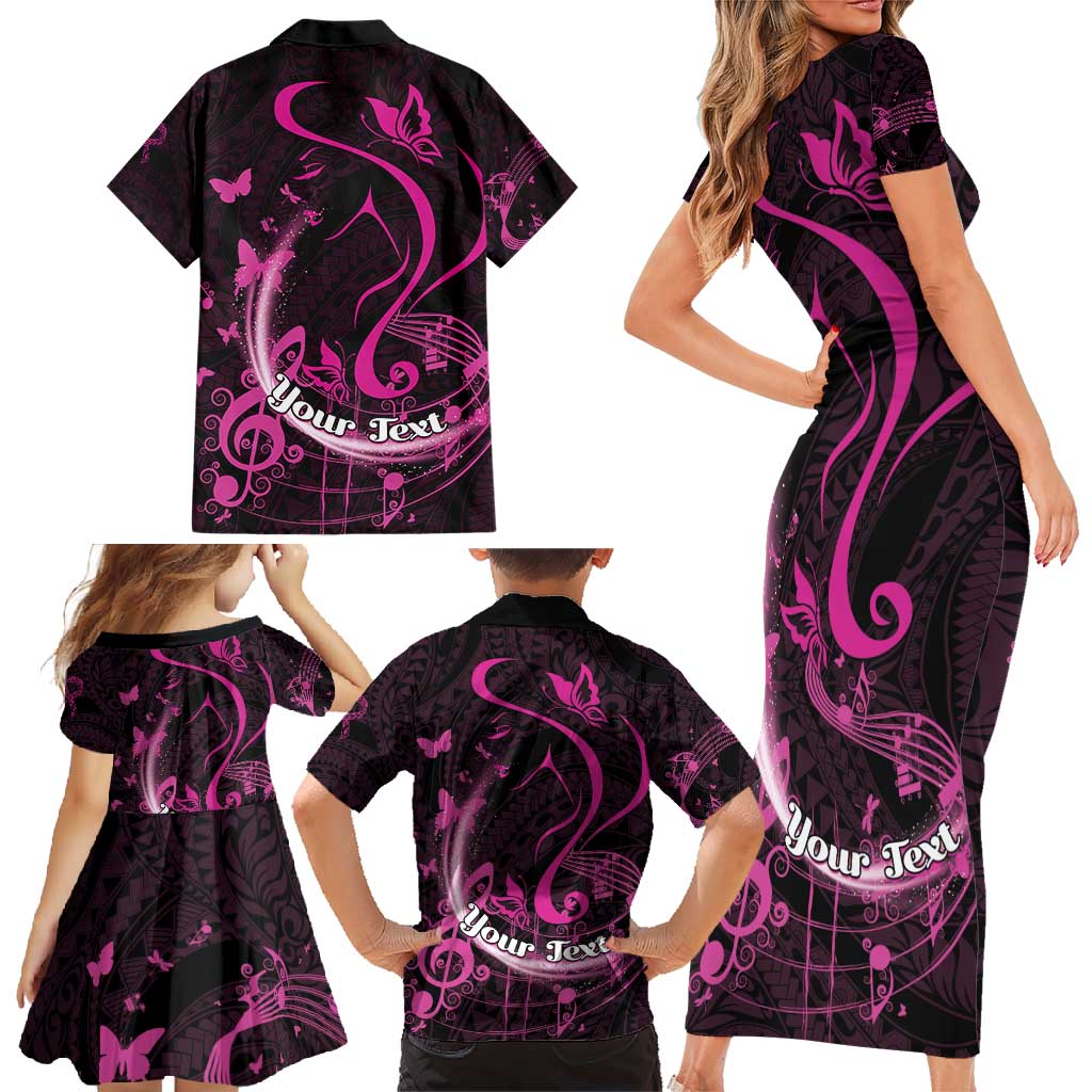 Personalised Survivor Melody Pink Family Matching Short Sleeve Bodycon Dress and Hawaiian Shirt Breast Cancer Polynesian Pattern LT01 - Polynesian Pride