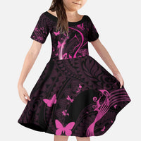Personalised Survivor Melody Pink Kid Short Sleeve Dress Breast Cancer Polynesian Pattern LT01 KID Pink - Polynesian Pride