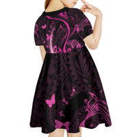 Personalised Survivor Melody Pink Kid Short Sleeve Dress Breast Cancer Polynesian Pattern LT01 - Polynesian Pride