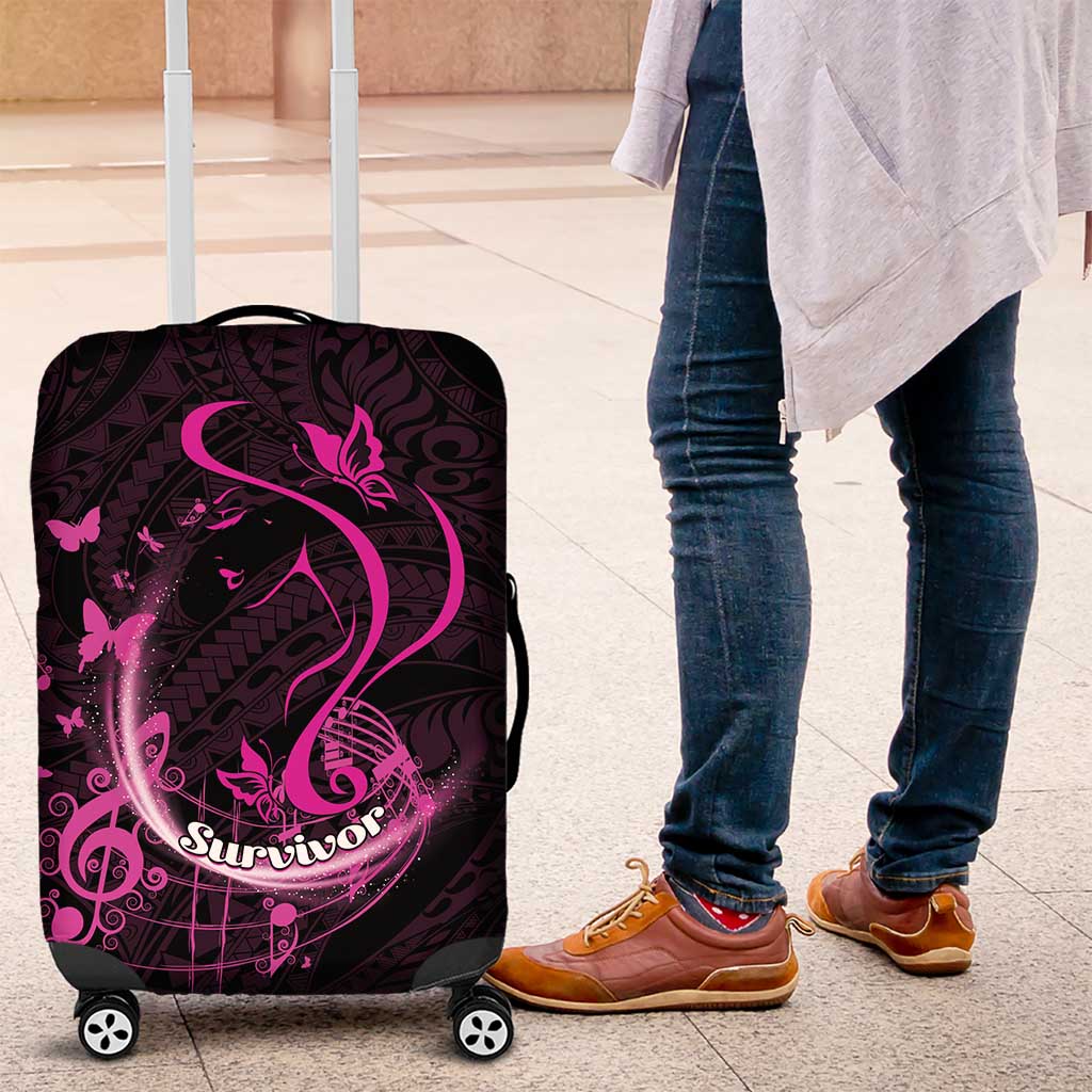 Survivor Melody Pink Luggage Cover Breast Cancer Polynesian Pattern LT01 Pink - Polynesian Pride