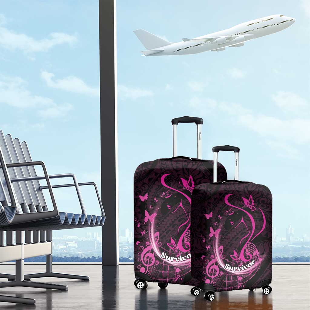 Survivor Melody Pink Luggage Cover Breast Cancer Polynesian Pattern LT01 - Polynesian Pride